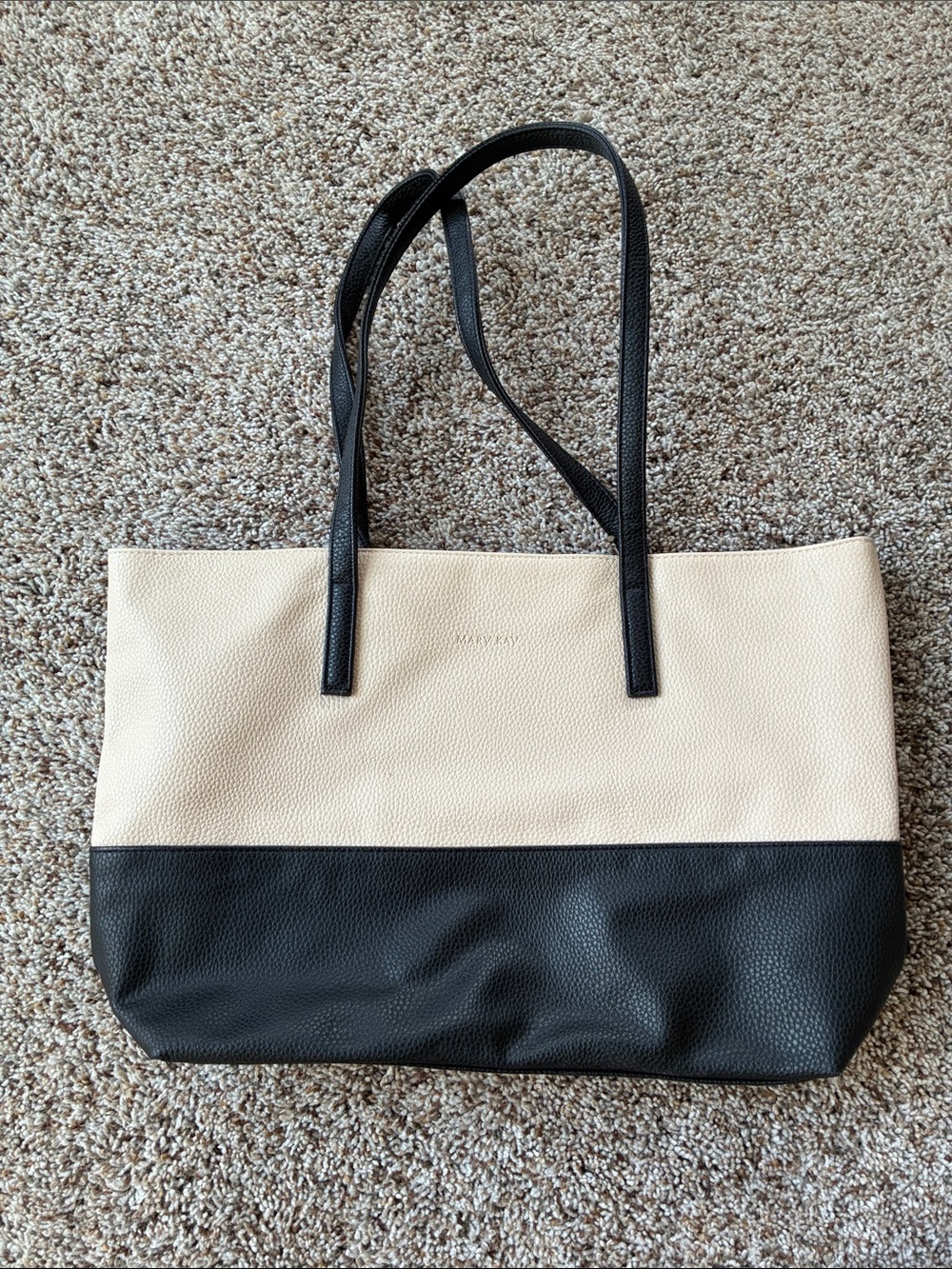 Mary Kay Two-Tone Black and Cream Tote